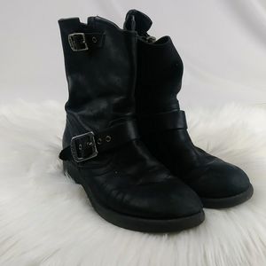 Frye Girls Leather Motorcycle Boots Black